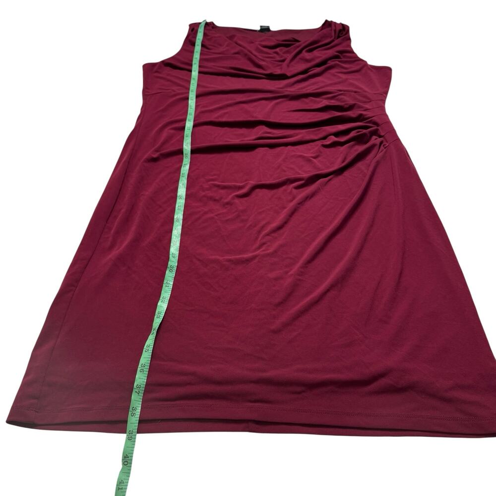 ANN TAYLOR Jersey Draped Sleeveless Dress in Garnet Red Size 16 Womens Career - Picture 10 of 10